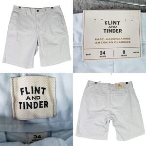 Flint and Tinder Shorts 365 Chino Blue Twill Mens 34 Huckberry NEW 9” Inseam
